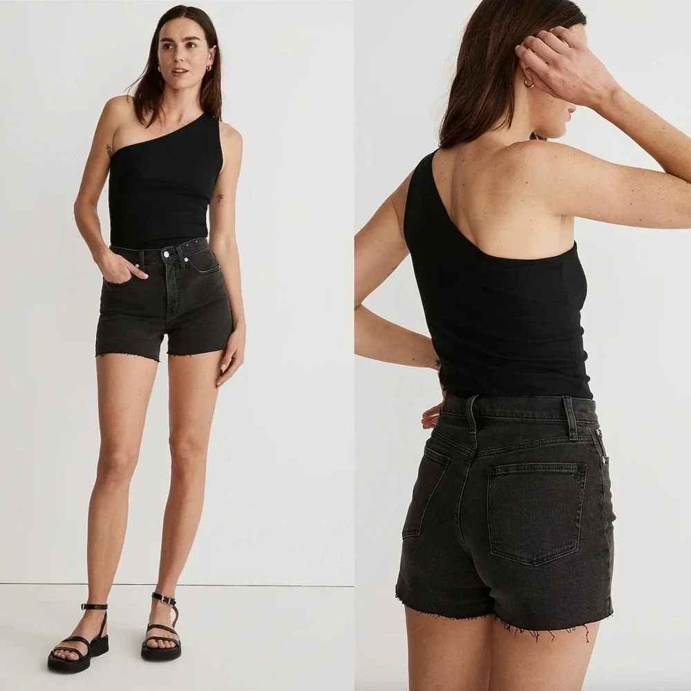 Madewell High-Rise Denim Shorts in Lunar Wash Black Denim Size 28